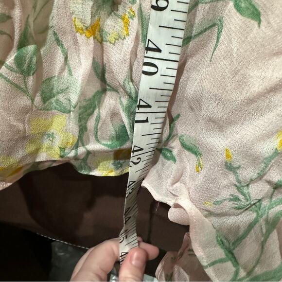 Zara Light Pink Floral Ruffle Asymmetrical Slit Midi‎ Dress Size S - Picture 11 of 12